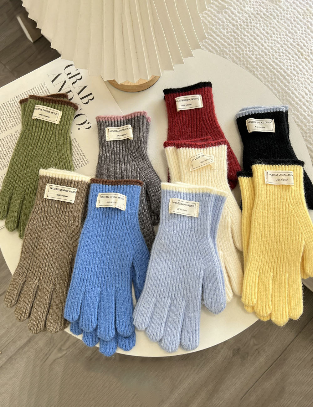 Simple Color Contrast Touch Screen Knit Gloves 6W6GLO51