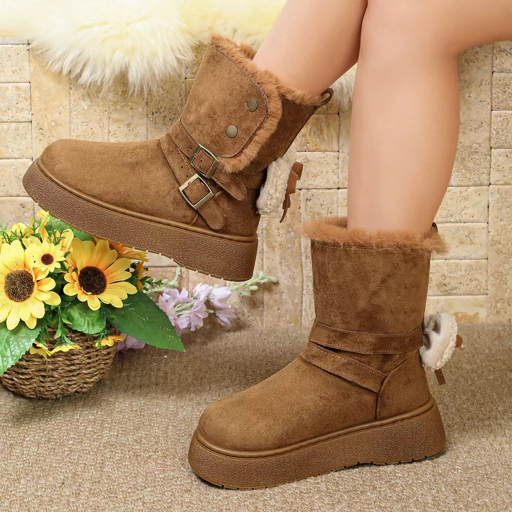 Buckle Round Toe Platform Boots