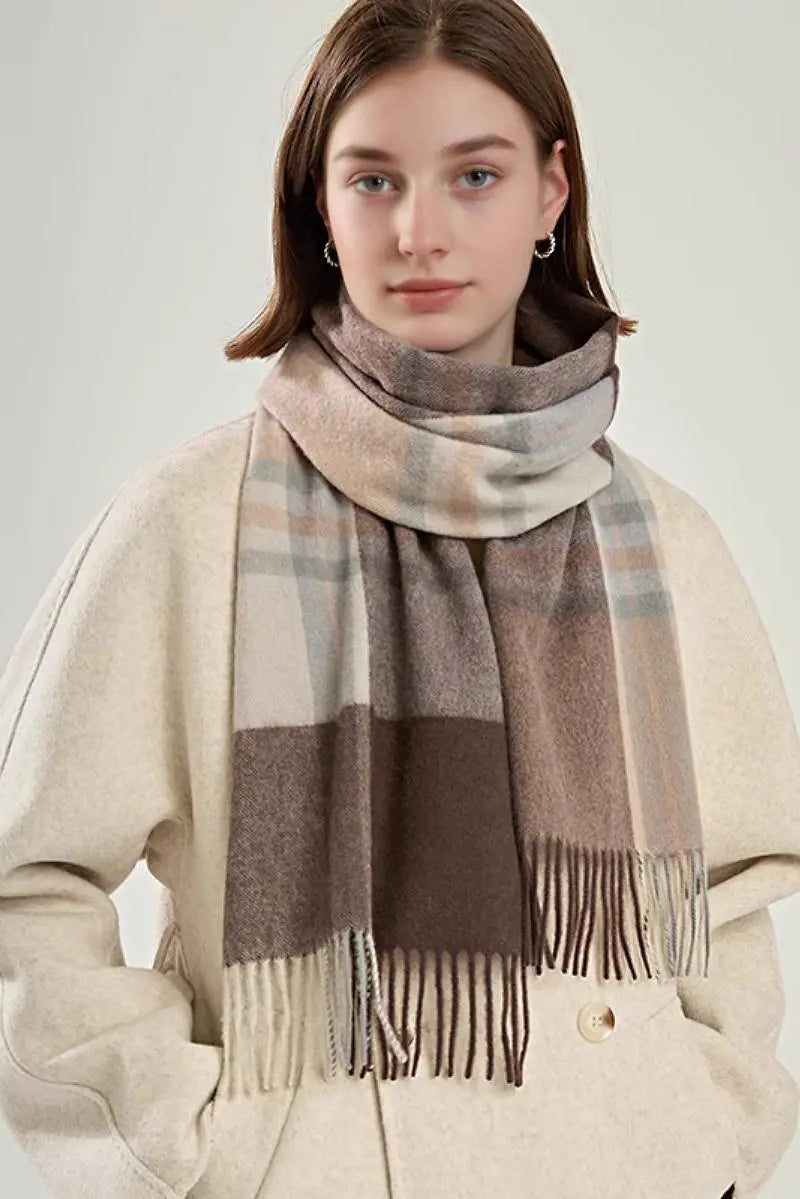 Classic Extra Long 100 Wool Plaid Scarf