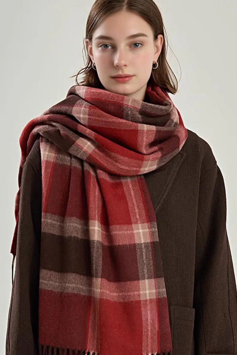 Classic Extra Long 100 Wool Plaid Scarf