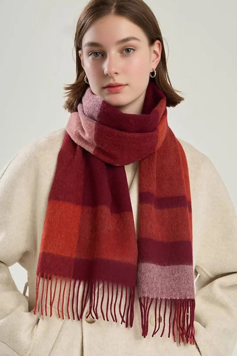 Classic Extra Long 100 Wool Plaid Scarf
