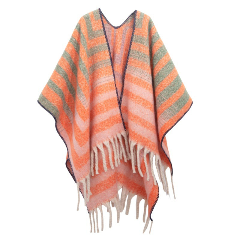Fringed Jacquard Blanket Shawl Wrap Scarf