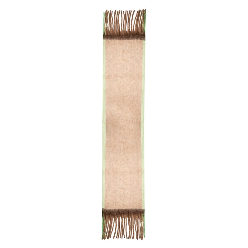Soft Blanket Scarf with Contrast Edges Camel/Mint