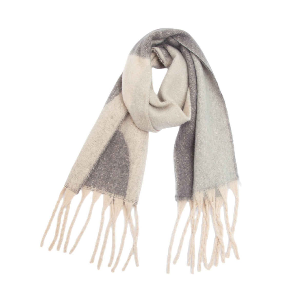 Abstract Colorblock Tassel Blanket Scarf