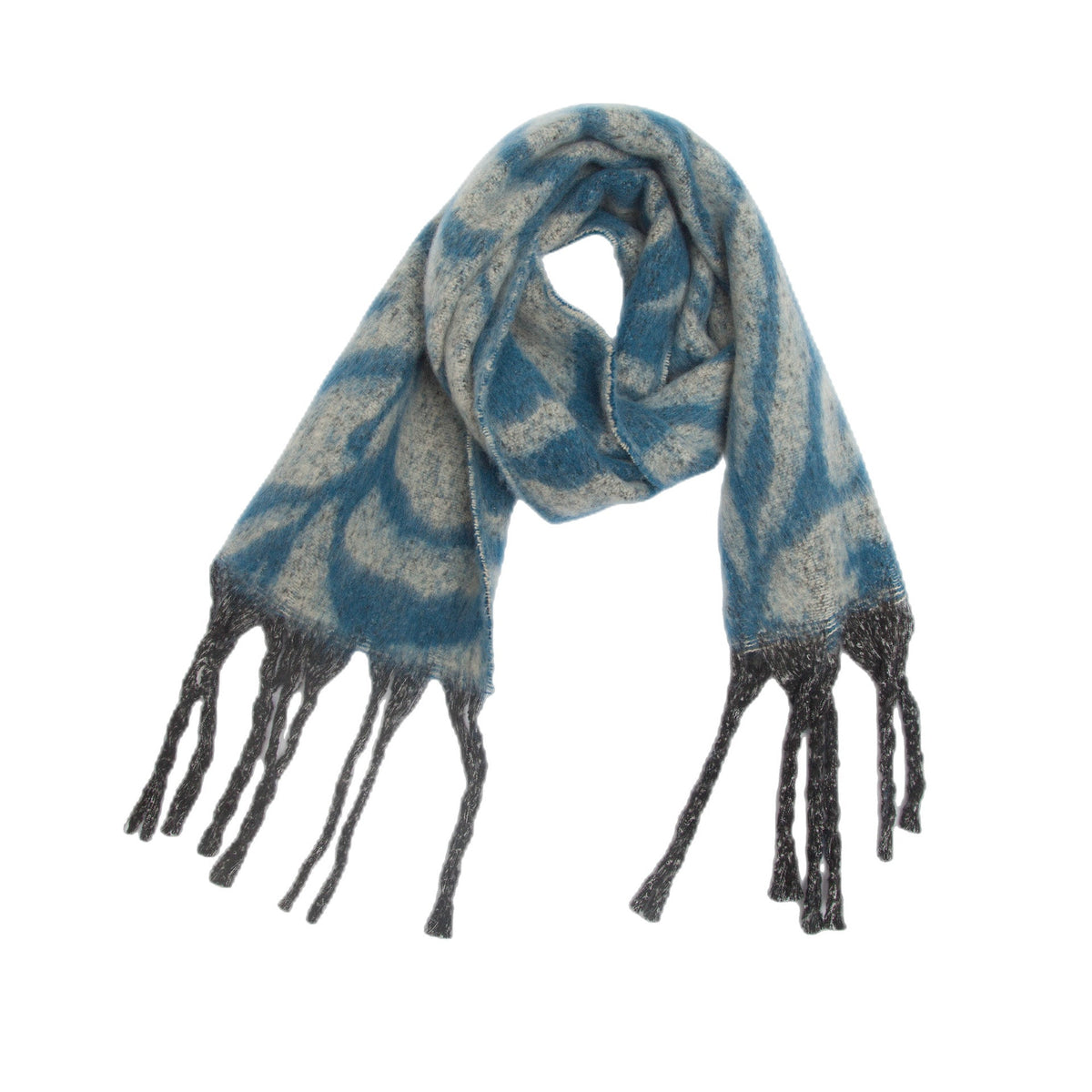 Zebra Stripe Fringed Blanket Scarf