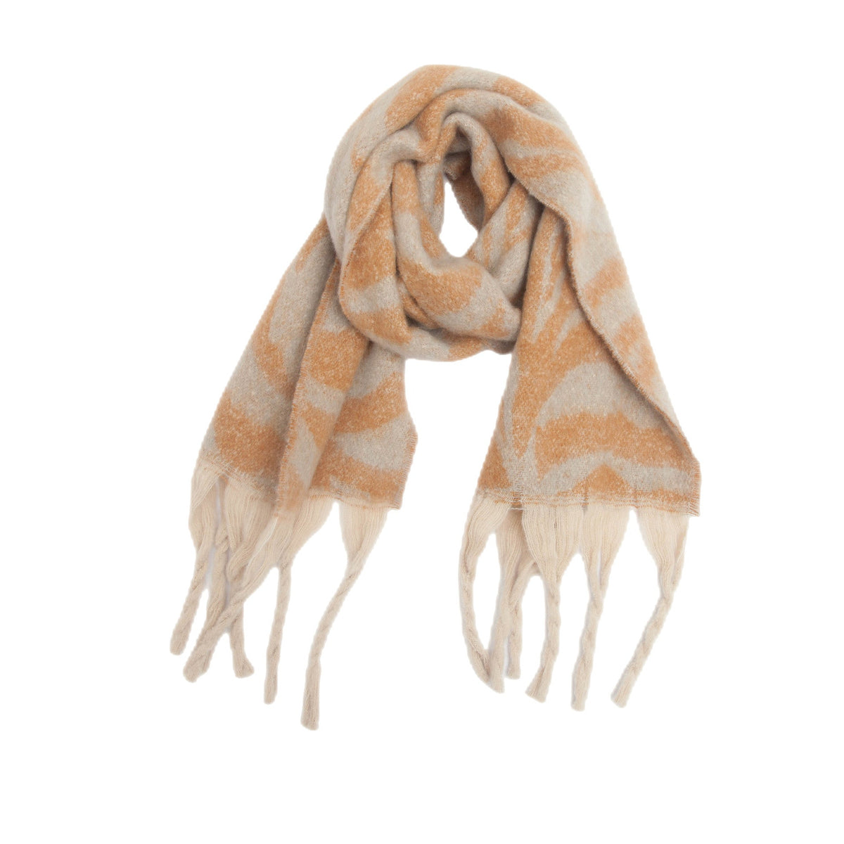 Zebra Stripe Fringed Blanket Scarf