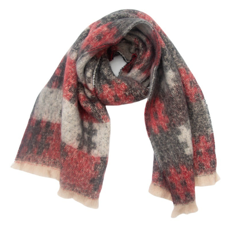 Brushed Grid Check Oversized Blanket Scarf
