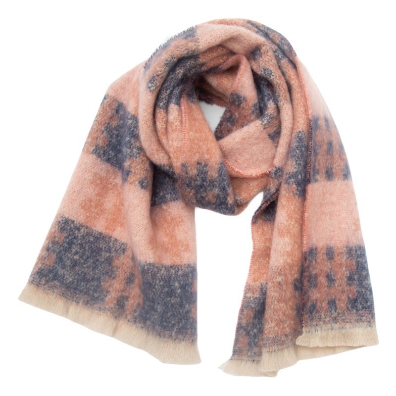 Brushed Grid Check Oversized Blanket Scarf