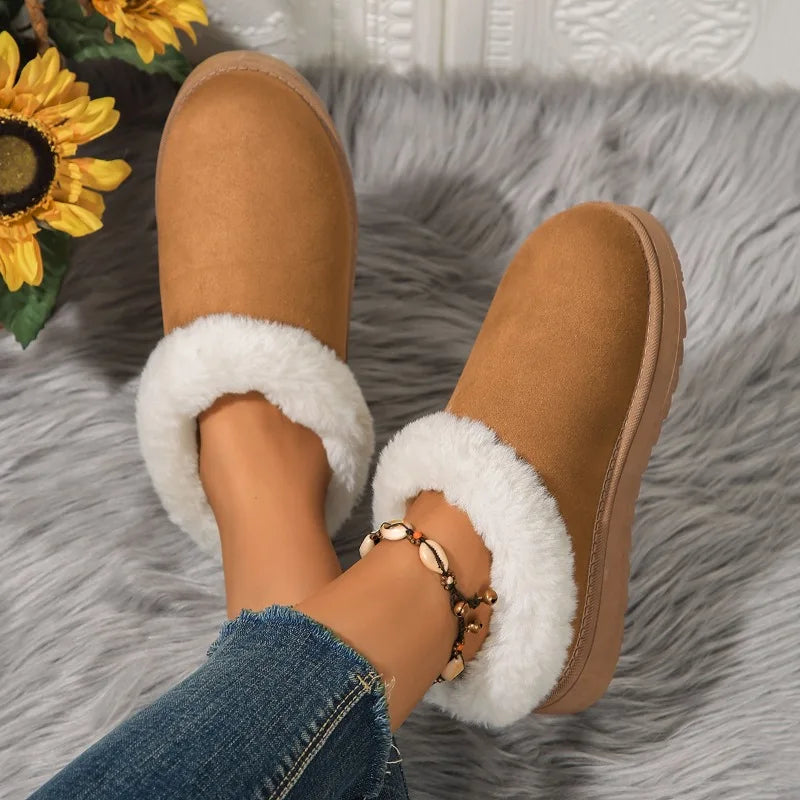 Women's Fleece-Lined Snow Boots - Round Toe Winter Boots