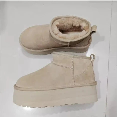 Women's Shearling-Lined Snow Boots - Platform Ankle Boots, Faux Fur
