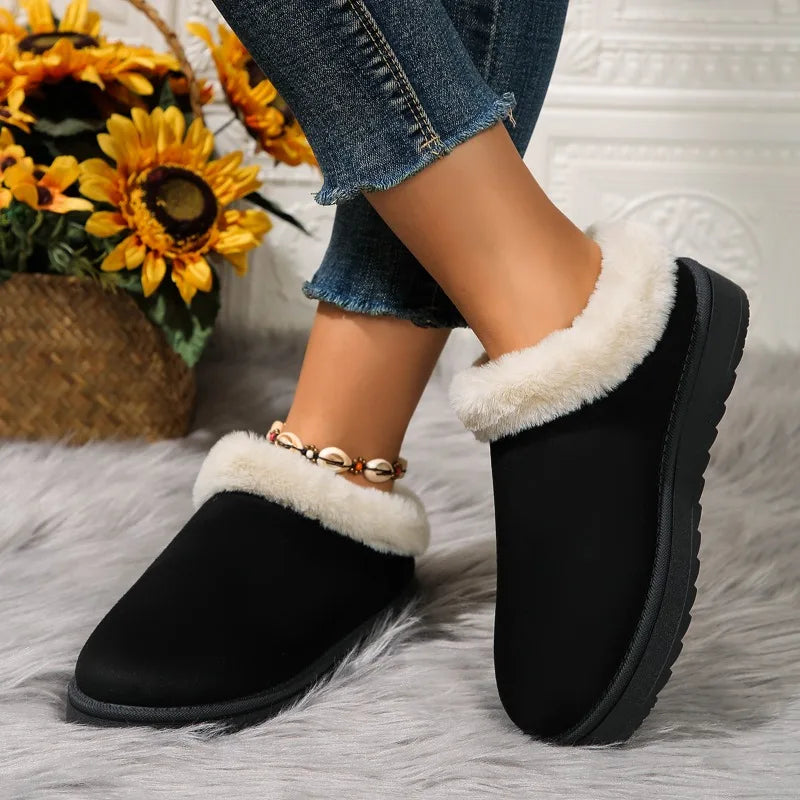 Women's Fleece-Lined Snow Boots - Round Toe Winter Boots