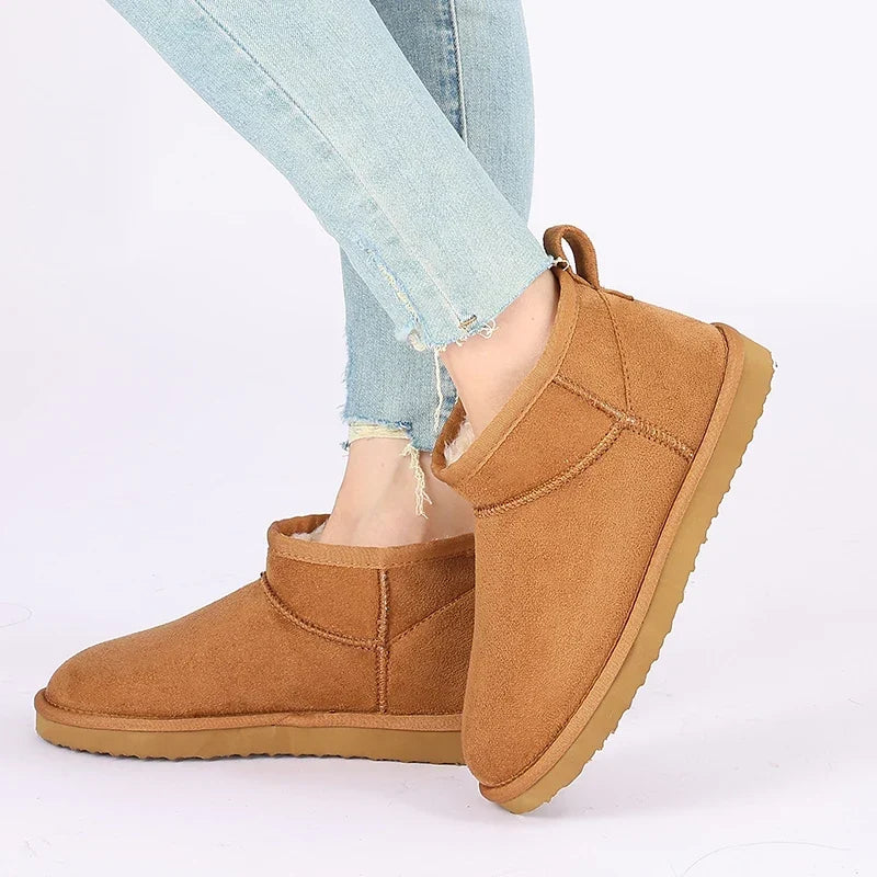 Faux Suede Plush-Lined Ankle Boots