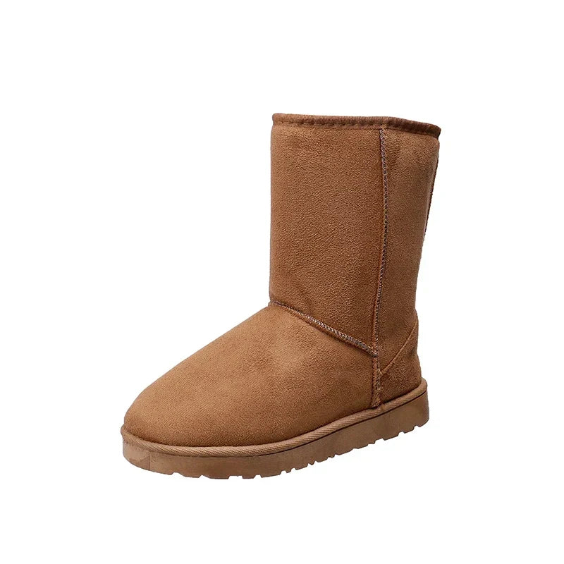 Women's Flannel Mid-Calf Boots - Round Toe Winter Boots