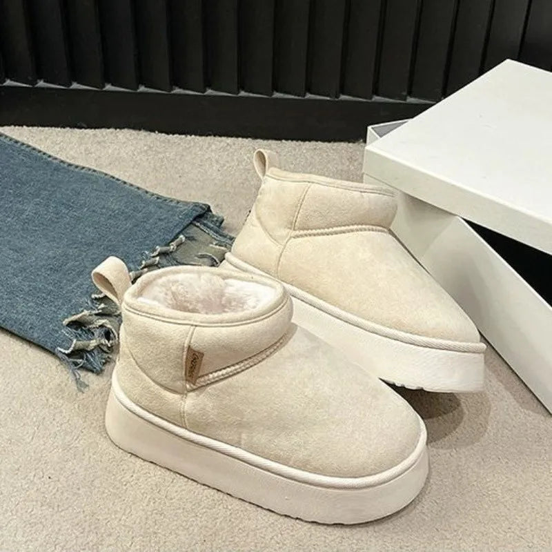 Women's Cotton Snow Boots - Round Toe Ankle Boots