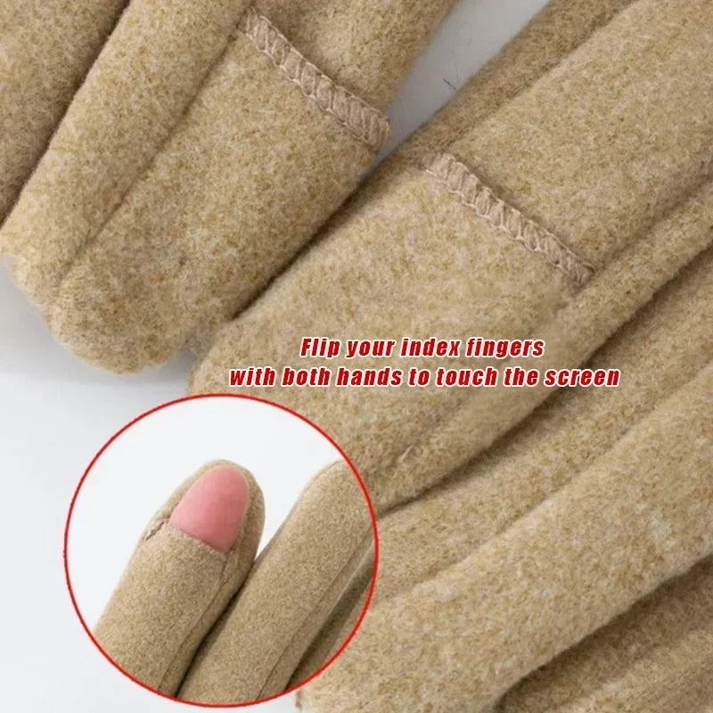 Women's Touchscreen Winter Gloves | Faux Fur Windproof Knit