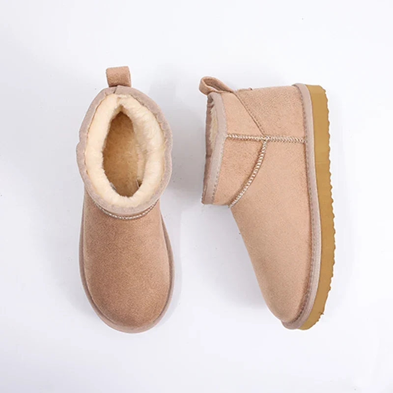 Women's Plush Snow Boots - Anti-Slip Faux Suede Ankle Boots