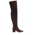Women's stretch over-the-knee boots with block heel and side zip