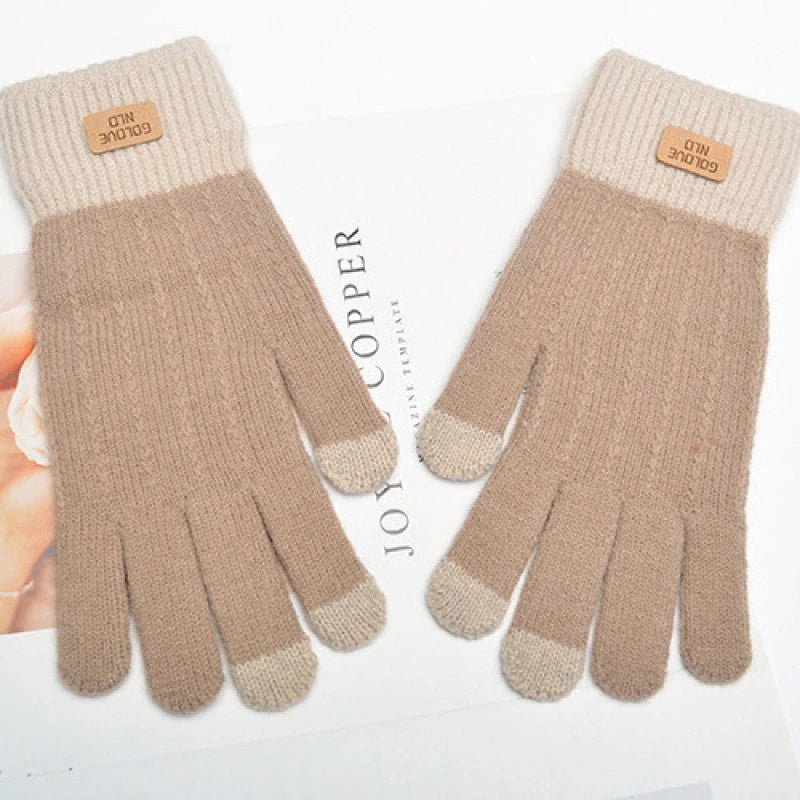 Women's Thick Plush Knitted Touchscreen Winter Gloves