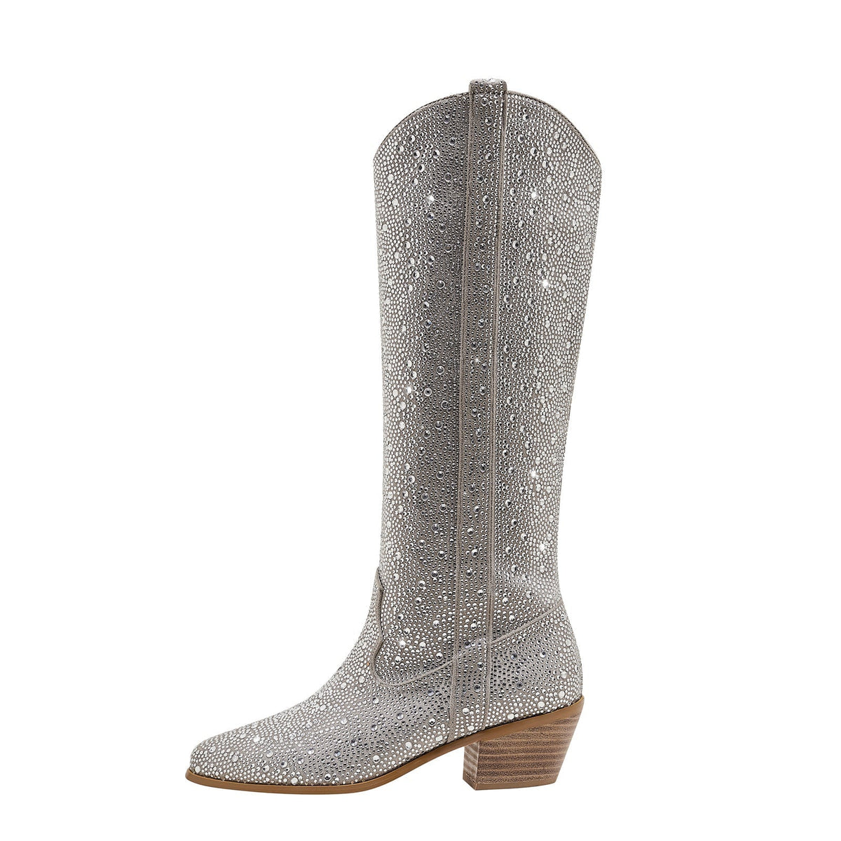 Rhinestone Knee-High Western Boots